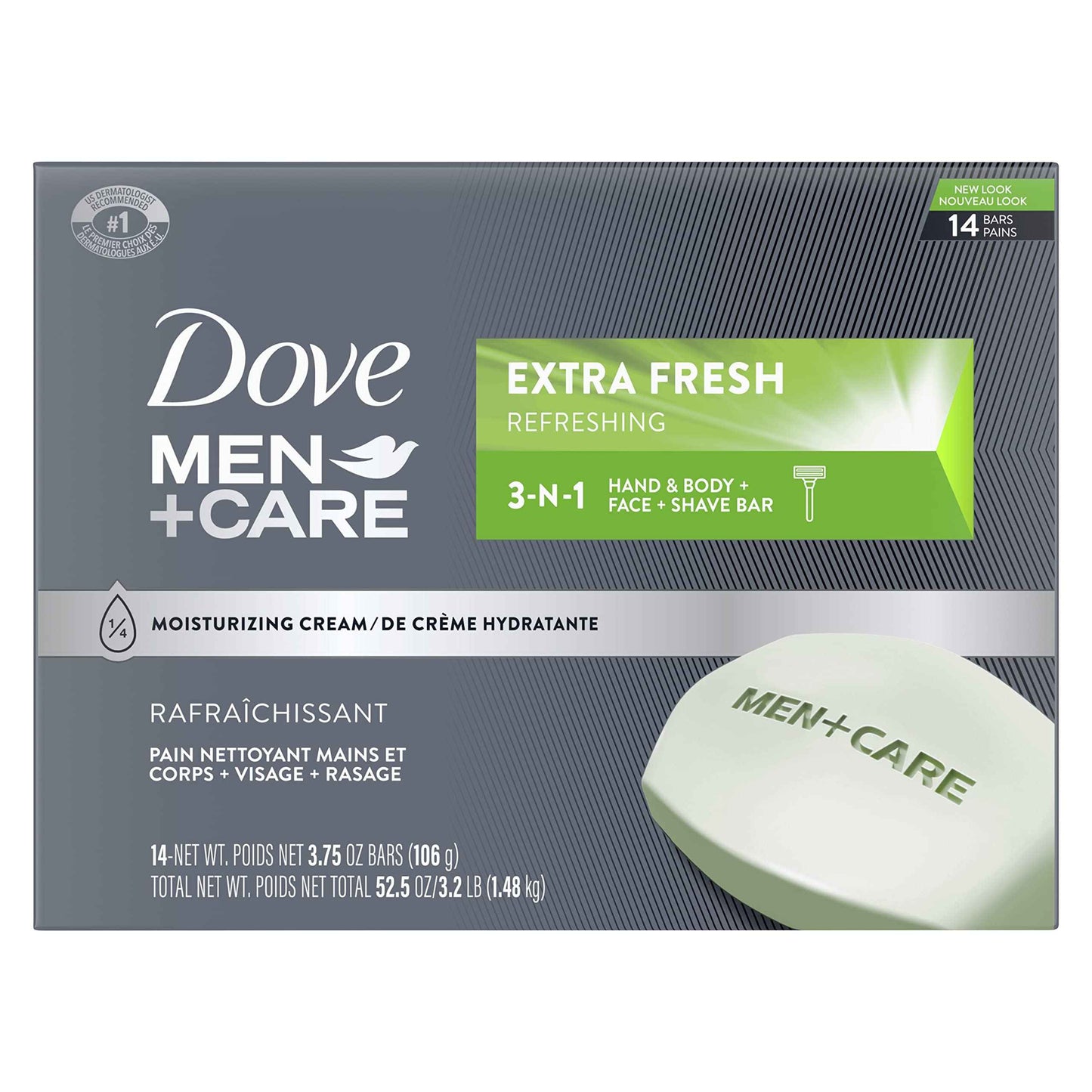 DOVE MEN + CARE Bar 3 in 1 Cleanser and Body Wash for Fresh, Healthy Skin - 14 Count