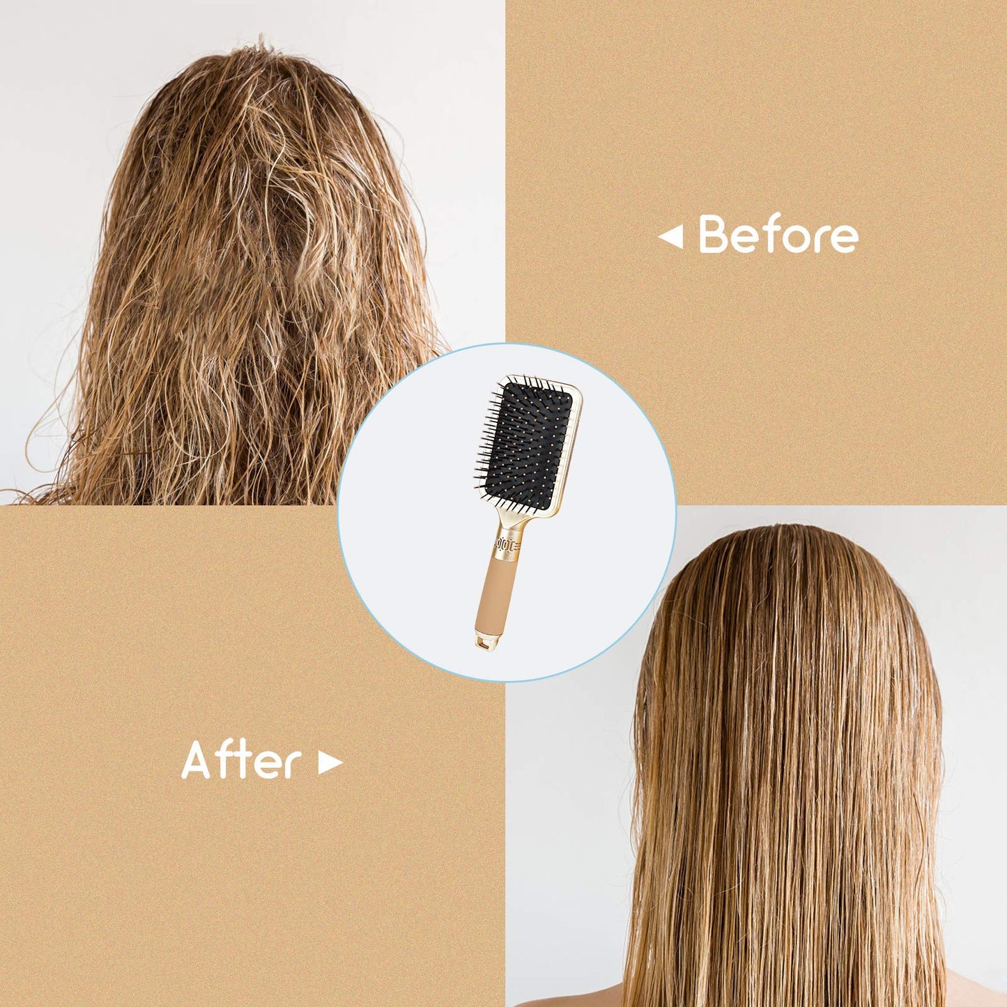 Hair Detangler Brush for Tangles, Knots, Fly Aways - Exceptional Wig Brush for Hair Wraps & Weave Management - Handmade Luxury Bling Crystal Paddle With Rhinestones (Rose Gold)