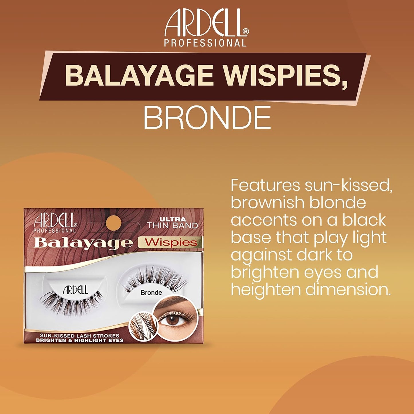 Ardell Balayage Wispies False Eyelashes - Bronde Brown Wispy Strip Lashes, Natural Look, Lightweight, Reusable | 4 Pack