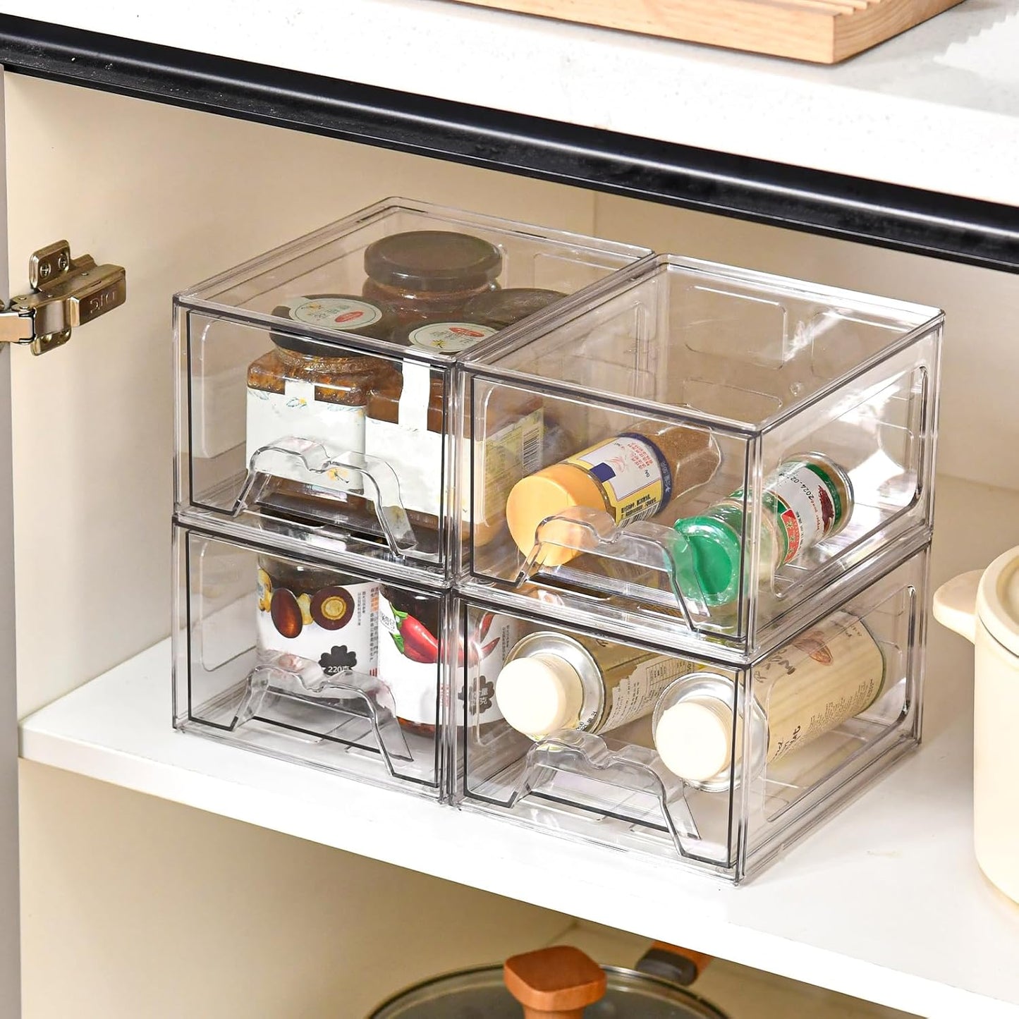 Stackable Makeup Organizer - Clear Plastic Storage Drawers Set of 4 | Ideal for Vanity & Bathroom Organization