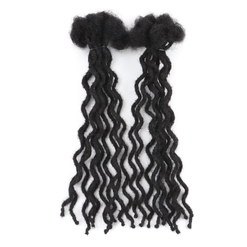 12 inch 10 Strands Curly Loc Extensions Human Hair, 0.6cm Width 100% Human Hair Dreadlock Extensions for Men/Women, Can be Dyed Soft Dreads Extensions