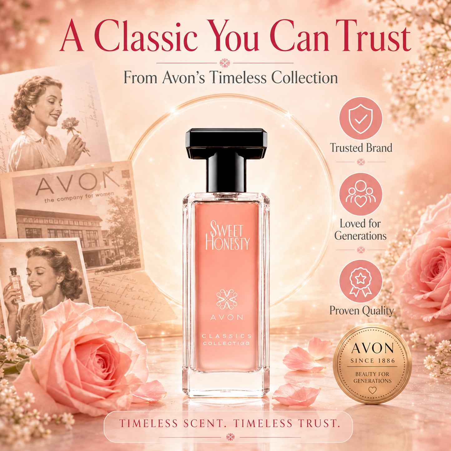 AVON Sweet Honesty Cologne for Women — Fresh Cedarwood Long Lasting Perfumes for Women — Clean Floral Women’s Fragrances with Rose and Lily, 1.7 fl oz — Designer Womens Perfume Gift