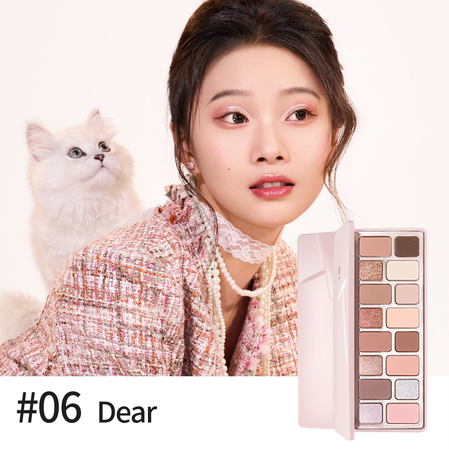 CHEERYEP 16 Color Eyeshadow Palette, Blendable with Low-Saturation Pink-Brown and Peach Nudes Palette, Sweet Aesthetic Makeup for Daily Office, Date, Parties (#06 Dear)