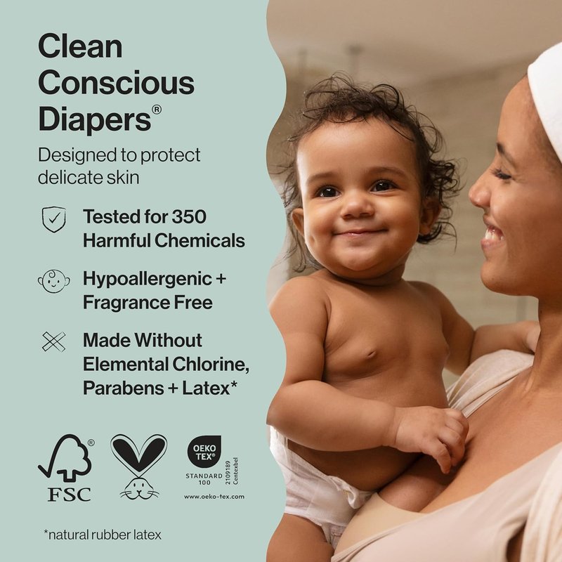 Comfort Dry Disposable Daytime Diapers for Sensitive Skin | Hypoallergenic, 78 Count (Size 1, 8-14 lbs)
