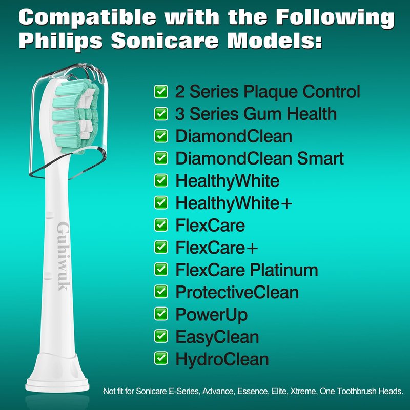 Guhiwuk Toothbrush Heads for Philips Sonicare Replacement Heads, Replacement Brush Head Compatible with Phillips Sonicare Click-on 4100 5100 Electric Toothbrush, 10 Pack