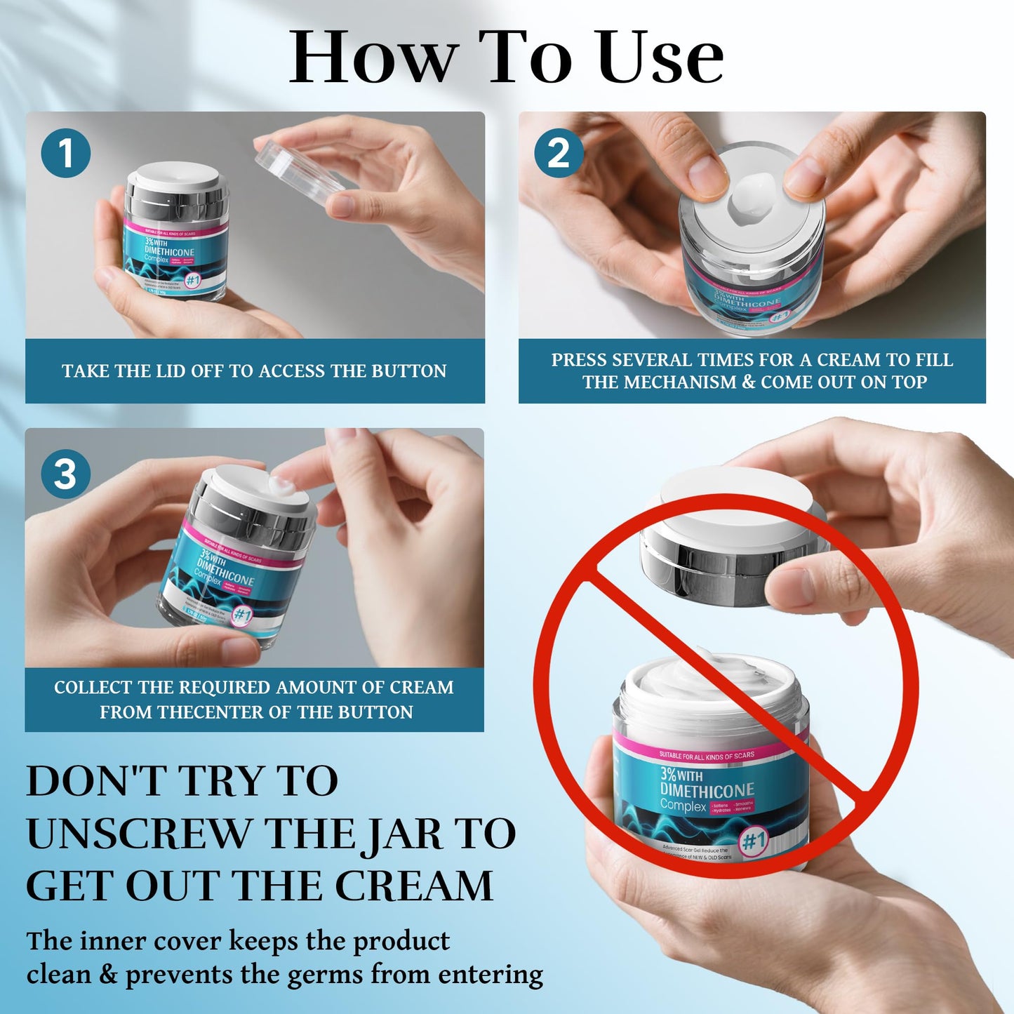 Advanced Scar Cream, Scar Reduction Treatment for Improves Skin Texture & Helps Remove Acne, Stretch Marks, Surgery, C Section, Burn, Keloid & Hypertrophic Scars 1.76 Oz (50g)