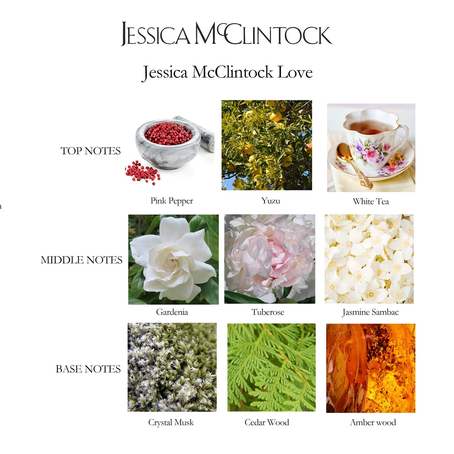 Jessica McClintock Love Eau De Parfum Spray for Women, 3.4 oz - Bright Floral Scent with Yuzu, White Tea, Gardenia, Jasmine & Amber, Romantic Long-Lasting Fragrance