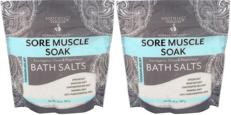 Soothing Touch Tension Relief Sore Muscle Soak Bath Salts Eucalyptus Clove & Peppermint, 32 Oz (Pack of 2)