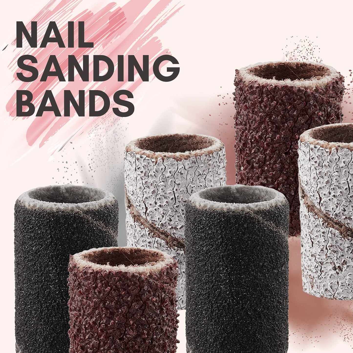 Nail Drill Bits - 300 Pcs Sanding Bands Set with Dustproof Holder | Grits #80, #150, #240