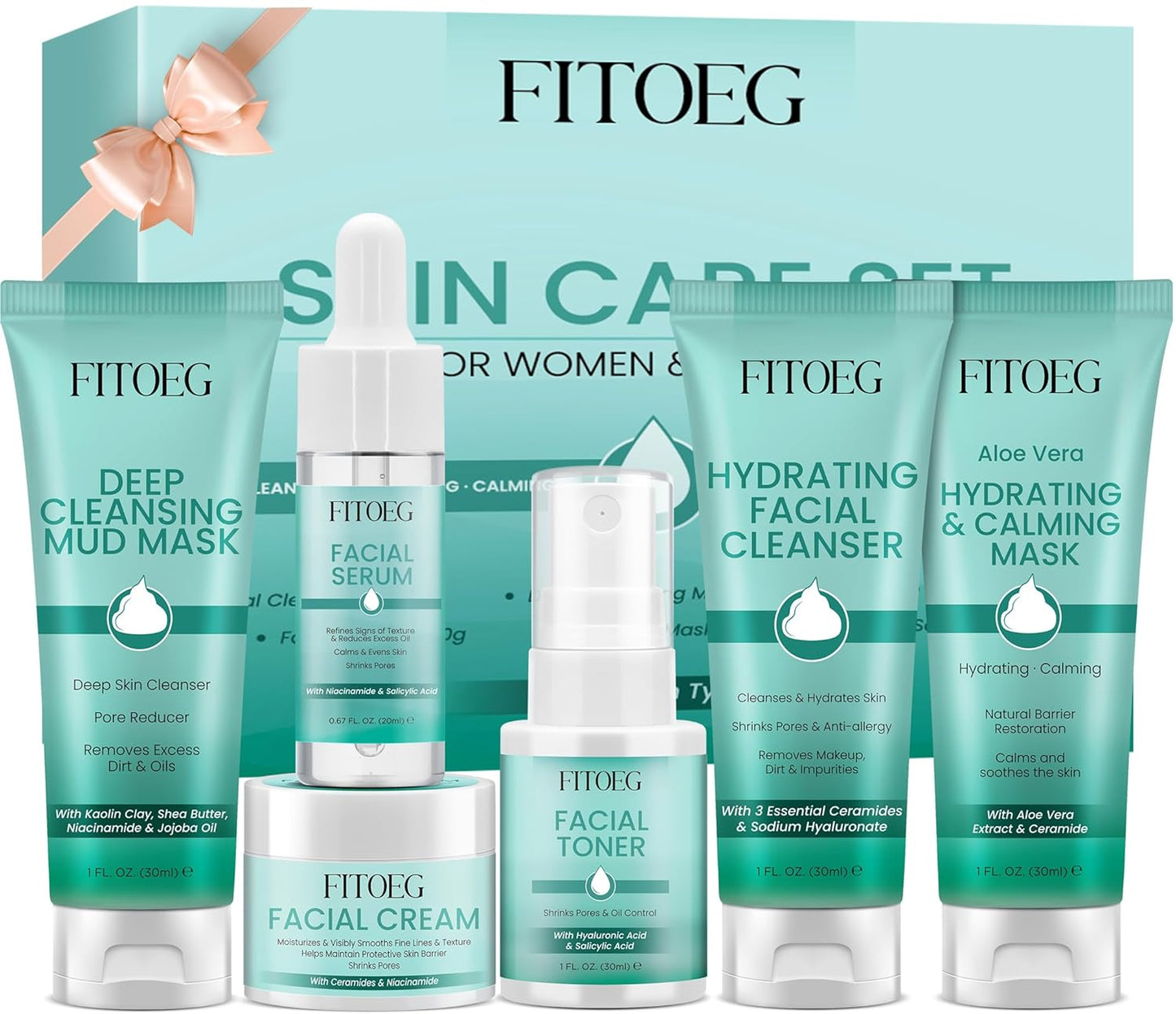Hydrating Skincare Routine Kit for Teen Girls | Oil Control & Pore Shrinking Travel Size Gift Set