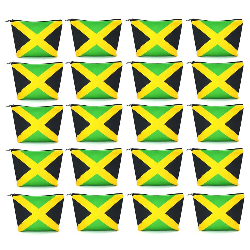 VOARYISA Canvas Makeup Bag Travel Toiletry Bag Makeup Bag for Women Girls Jamaica Flag Reggae(Jamaican-20PCS)