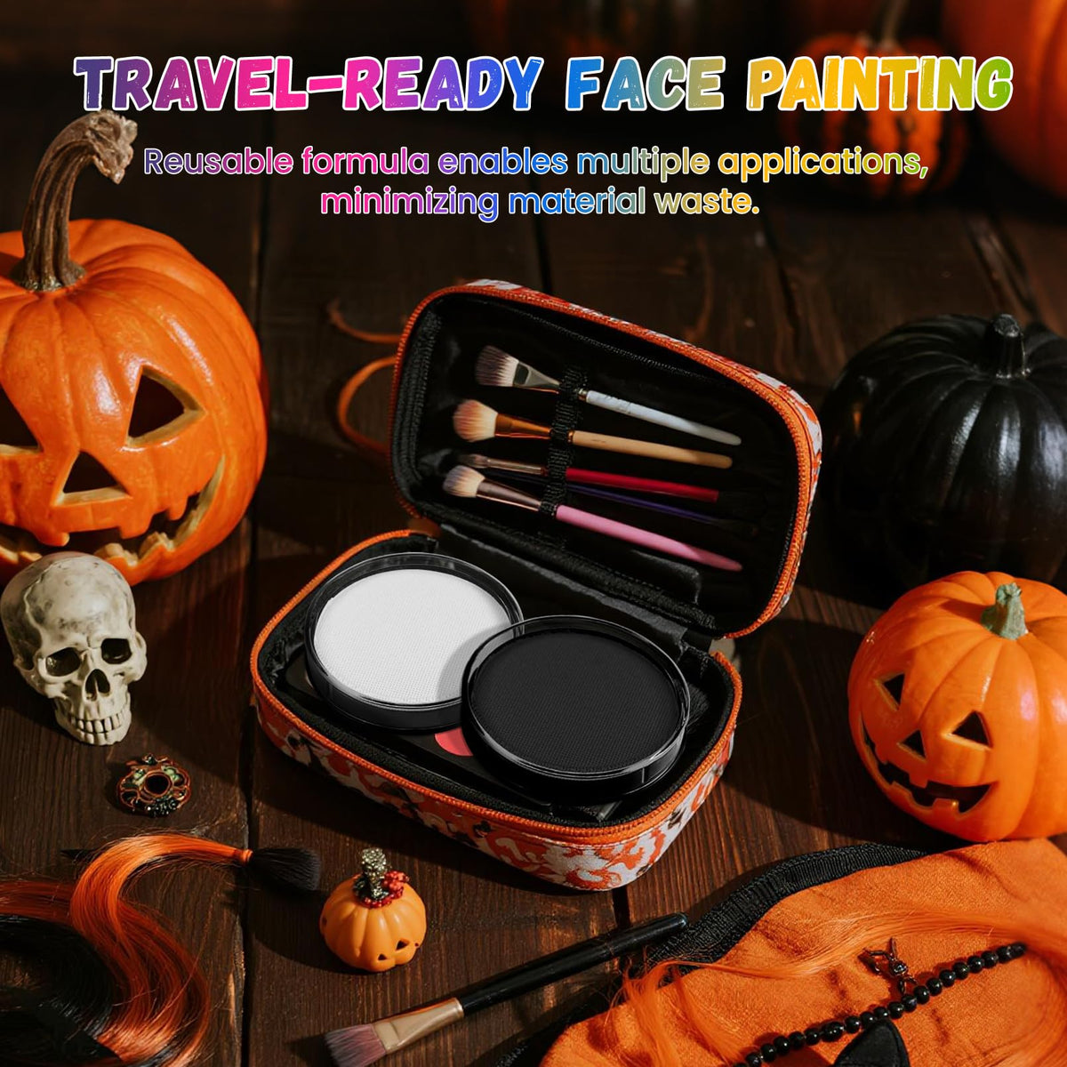 Face Paint, Water Based Facepaint, Non Toxic Body Paint, High Pigment Face Painting for Halloween, Easter, Themed Parties, Cosplay 1.06 Oz. (Black and White)