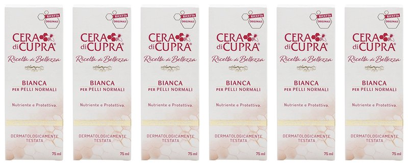 Cera di Cupra "Bianca per Pelli Normali" Cream for Normal Skin, Anti-age Formula - 2.5 Fluid Ounces (75ml) Tubes (Pack of 6) [ Italian Import ]