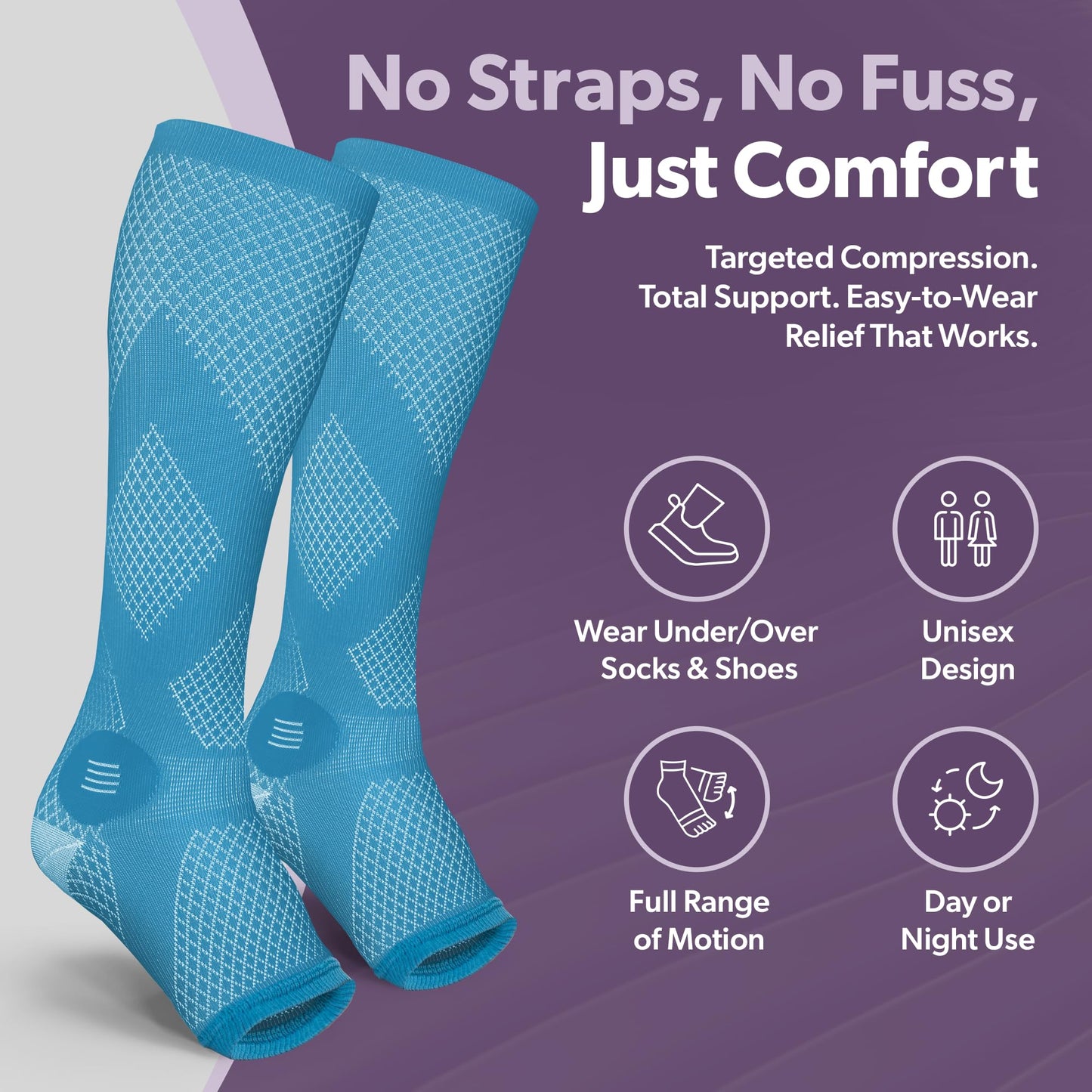BraceAbility Compression Socks for Circulation - 20-30 mmHg Knee High Neuropathy Open Toe Stockings for Varicose Veins, Swelling, RLS, Medical Toeless Support for Men or Women - 1 Pair (M - Black)