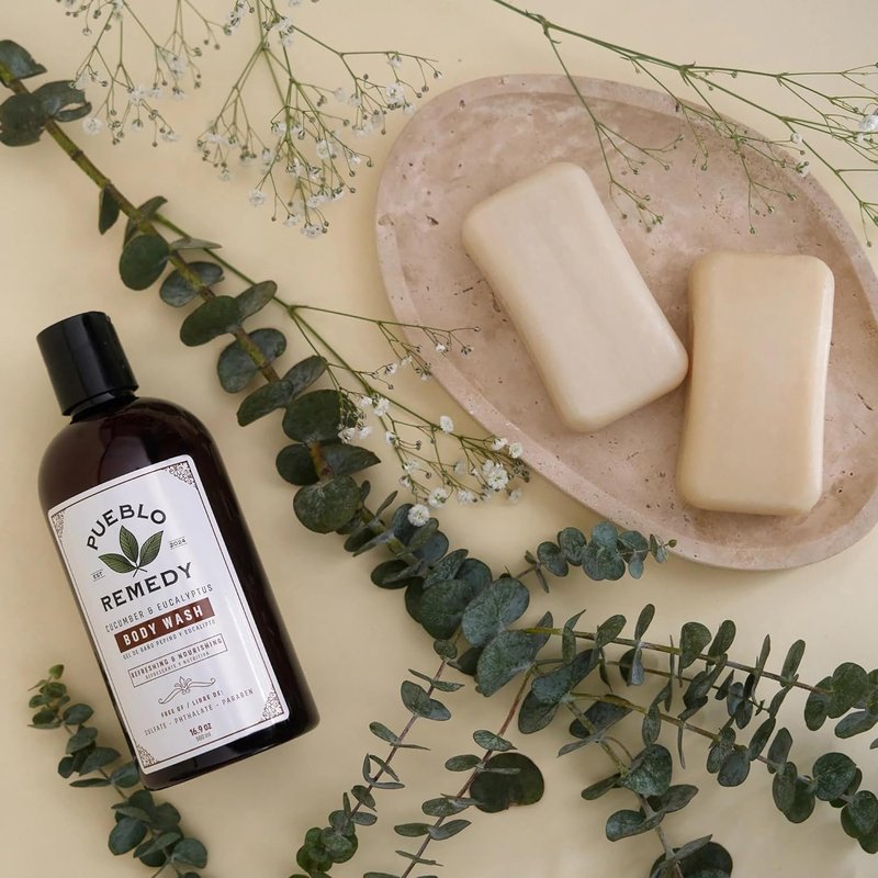 Pueblo Remedy Body Wash - Cucumber & Eucalyptus Shower Gel | Soothing, Vegan, 16.9 Oz