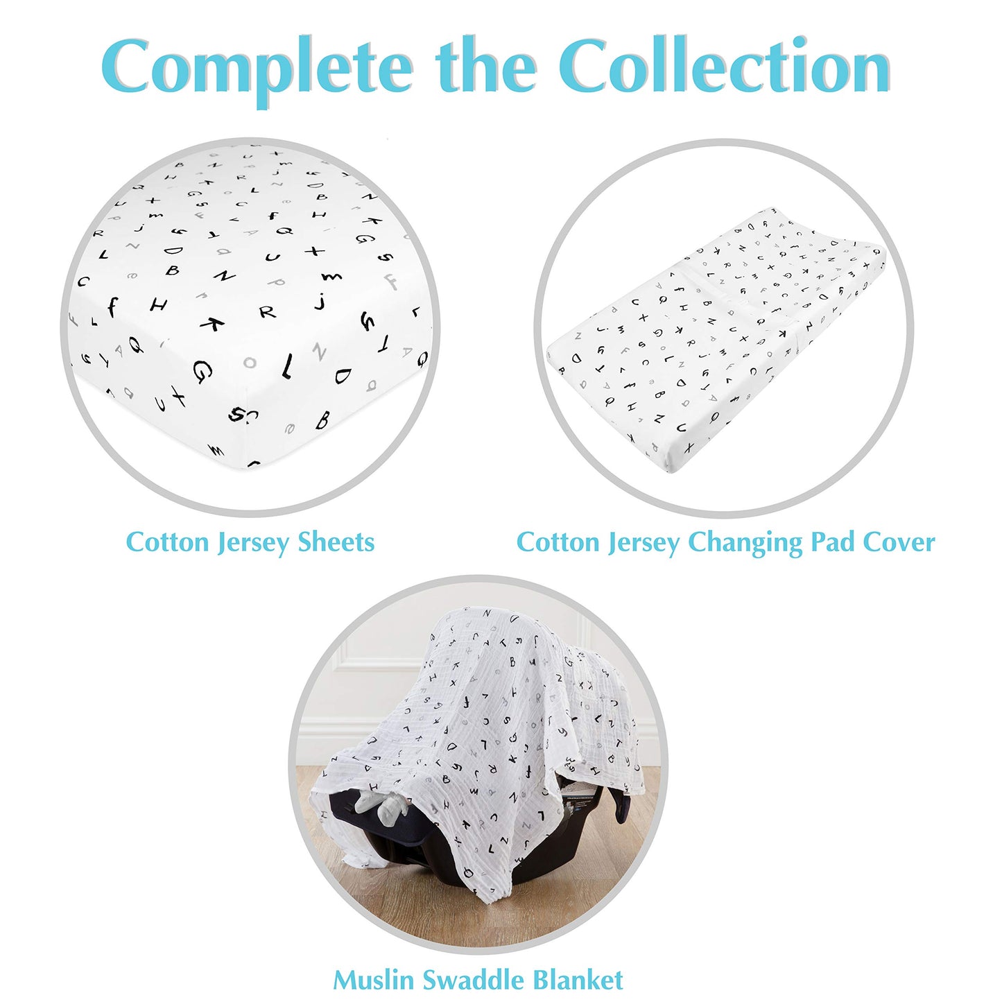 American Baby Company 15" x 33" Fitted Bassinet Sheet, Printed 100% Natural Cotton Jersey Knit, Alphabet, Soft Breathable, for Boys and Girls (Pack of 1)