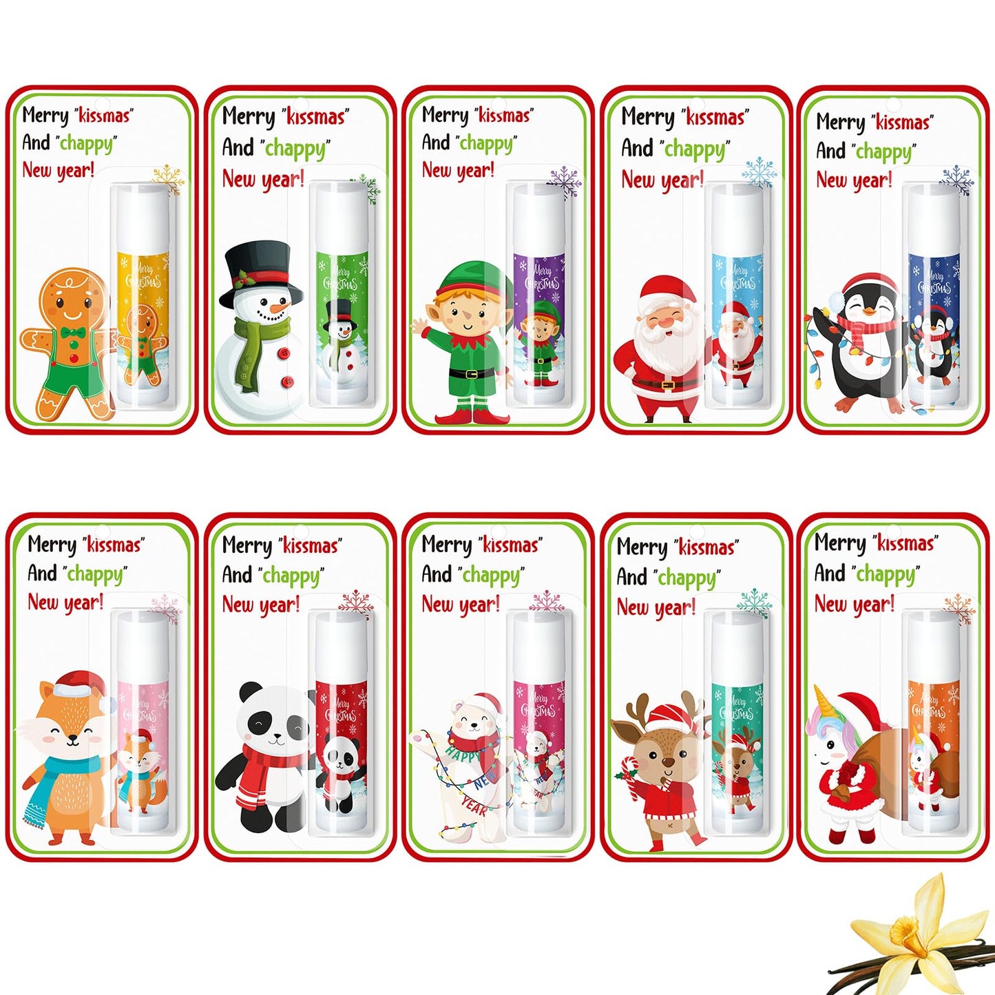 Sacubee 30 Pack Christmas Lip Balms Bulk Christmas Party Gifts Favors Stocking Stuffers Holiday Lip Balms Employee Staff Team Appreciation Gifts Thank You for Teacher Coworkers (Cute)
