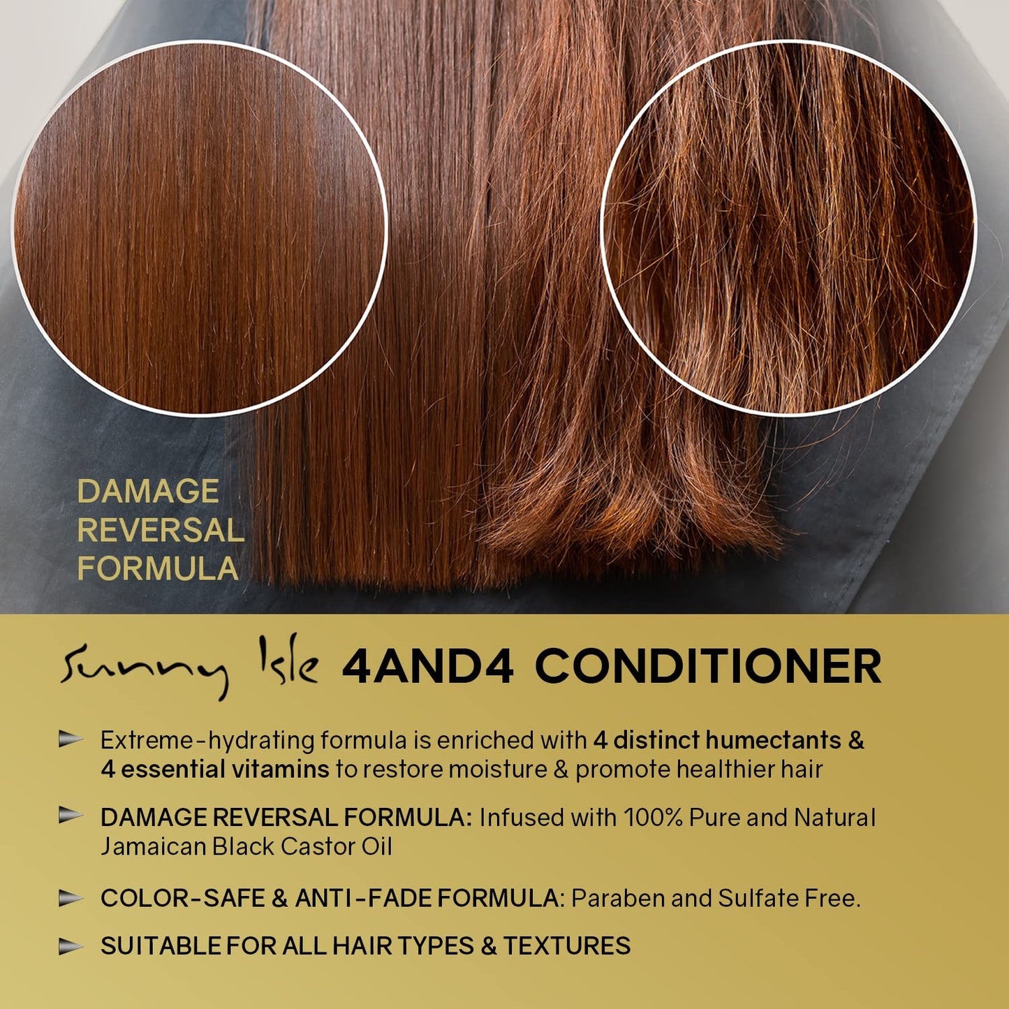 Sunny Isle 4AND4 Conditioner 1 Gallon - Professional Grade, Paraben & Sulfate Free, 4 Humectants & Vitamins