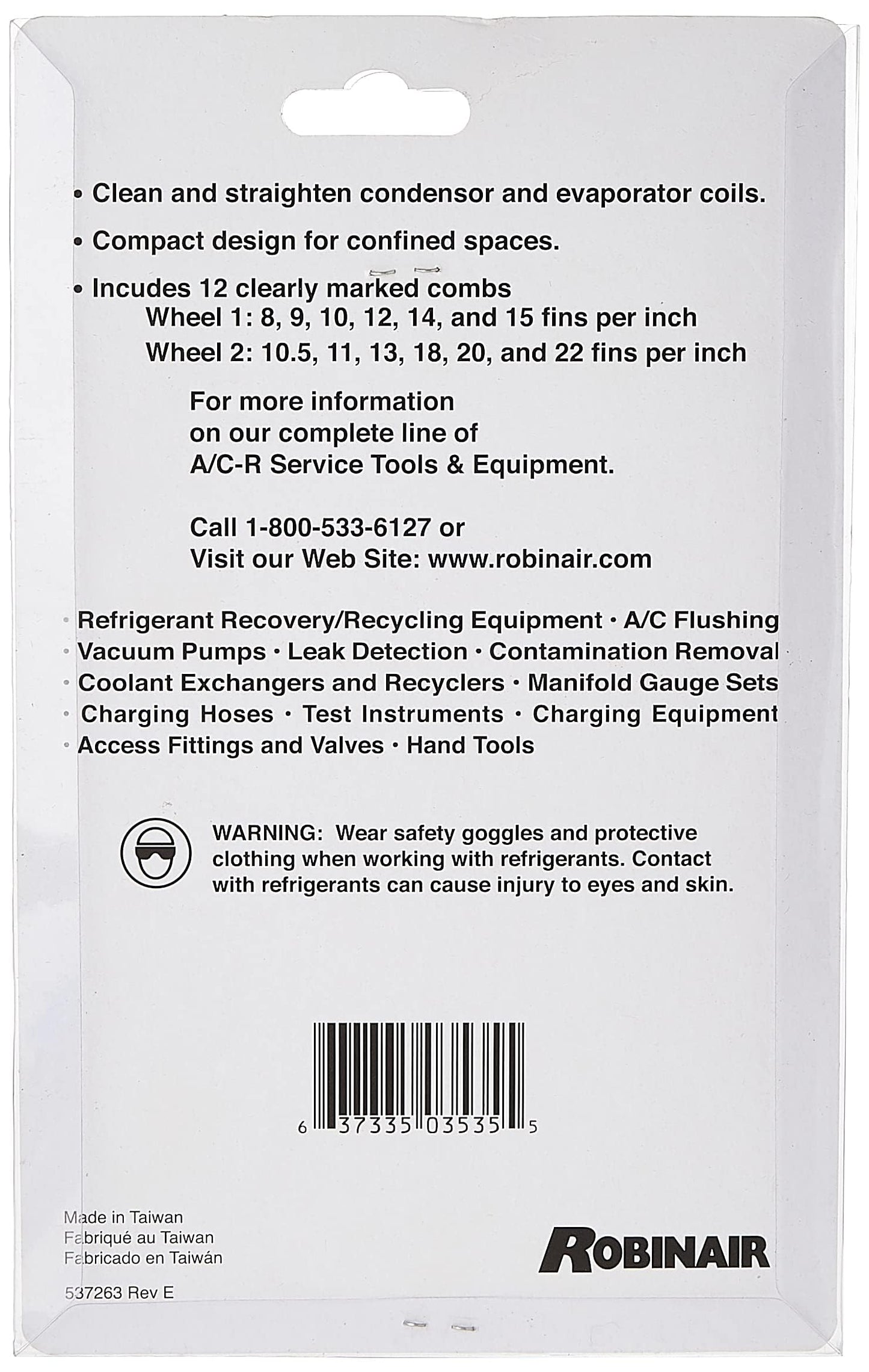 Robinair 18403 Fin Straightener, White