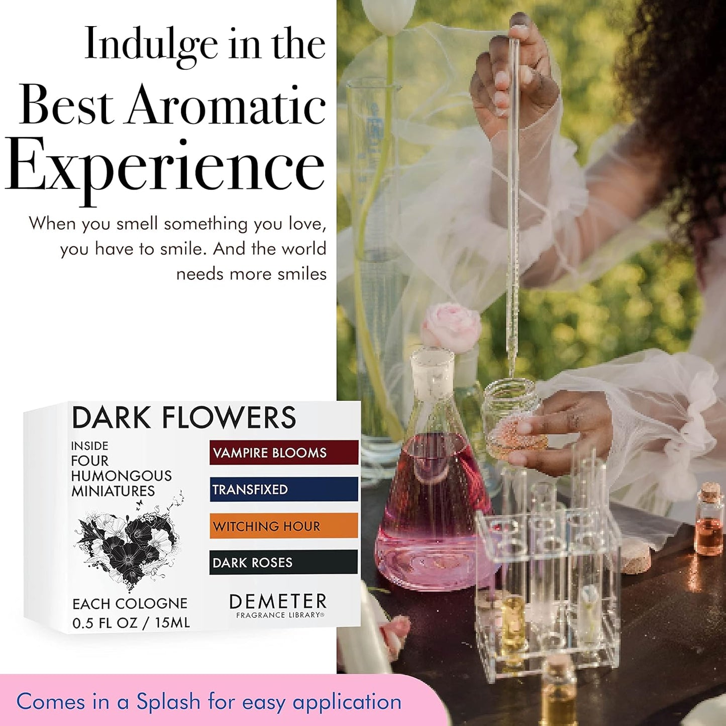 Dark Flowers Miniature Perfume Sampler Set - Witching Hour, Dark Roses, Vampire Blooms | 4 Scents for Women