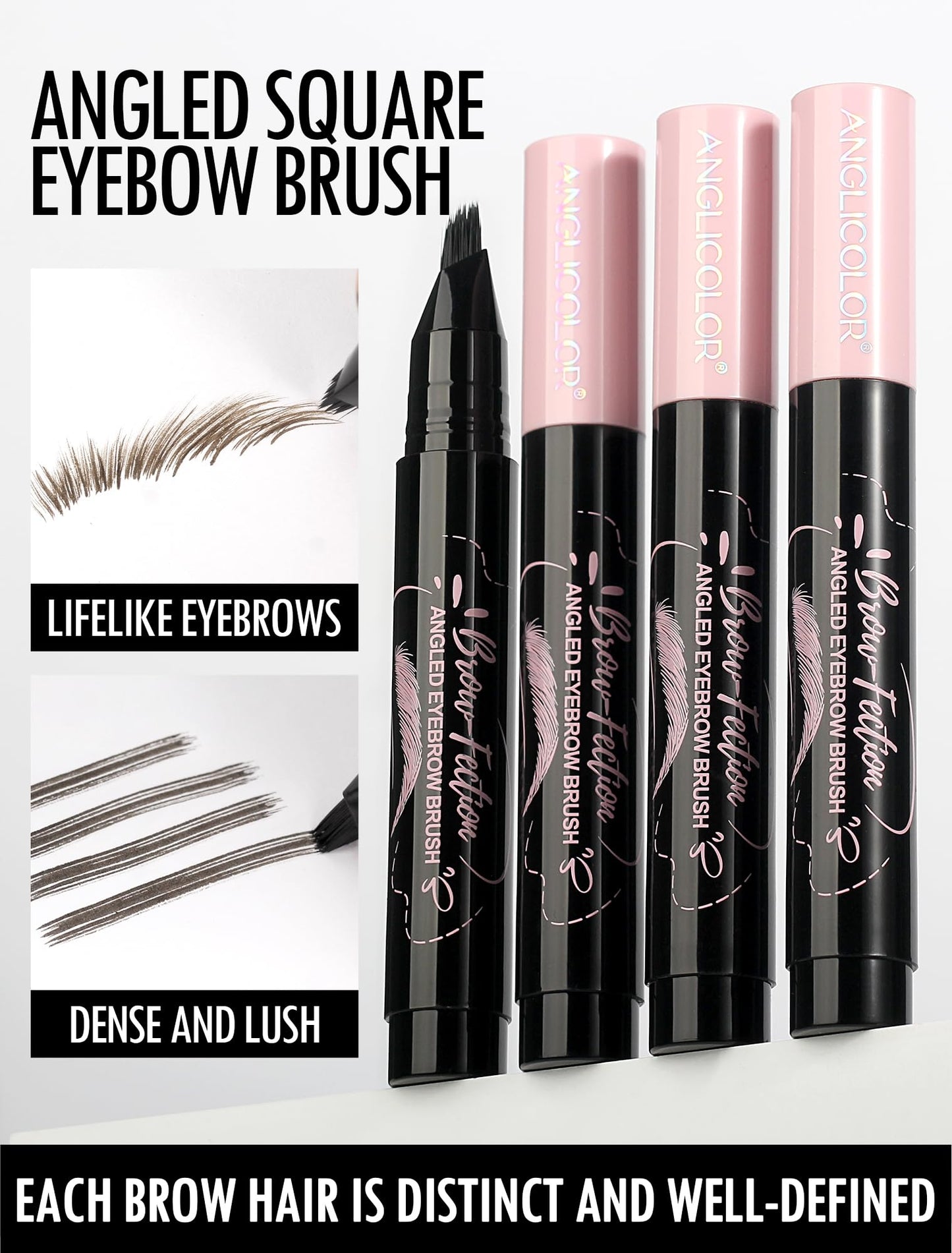 Anglicolor Eyebrow Pen, Angled Brow Brush, Microblading Eyebrow Pencils for Women, Natural Brow Pen, Eyebrow Brush To Hair-Like Strokes Long-Lasting, Waterproof, Smudge-Proof (02 Tawny Brown)
