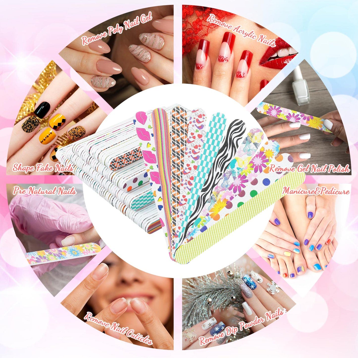 200 Pcs Nail File 150/150 Grit Double Sided Emery Boards Colorful Buffers for Acrylic Nails Polish Manicure Pedicure Tool for Women Girls Fingernail Toenails Buffering Shaping Smoothing