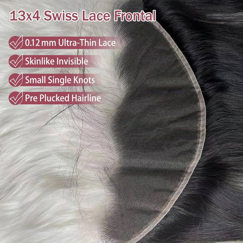 Topnormantic 13x4 Lace Frontal, 0.12mm Ultra-Thin Transparent Swiss HD Lace Pre Plucked with Baby Hair Silk Soft Straight 12A Brazilian Virgin Human Hair Frontal Closure Free Part Single Knots 12 Inch