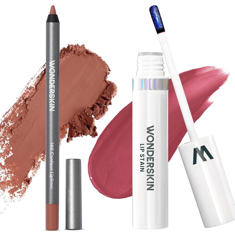 Wonderblading Lip Stain Peel Off Masque - Charming with 360 Contour Lipliner | Saddle Color