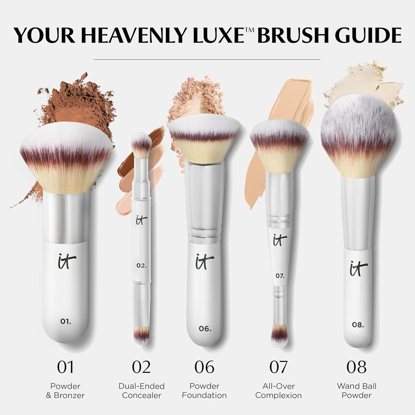 Heavenly Luxe Wand Ball Powder Brush #8 - Flawless Face Powder Application - Soft, Poreless Bristles