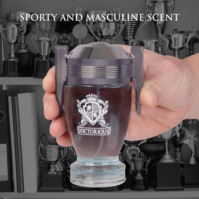 Victorious Men’s Eau De Toilette - Woody Aquatic Fragrance with Bay Leaf & Jasmine - 100ml Spray Bottle