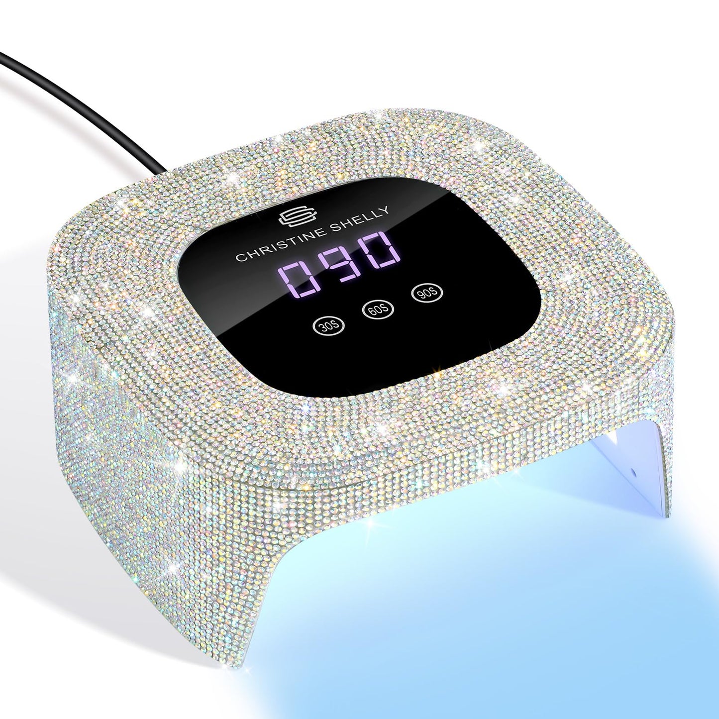 CHRISTINE SHELLY UV Nail Lamp, UV Light for Gel Nails,48W Plug-in Mini Diamond Nail Lamp Nail Dryer with Touch Control Auto Sensor and 3 Timer Settings Nail Light Portable Curing Lamp (AB Diamond)
