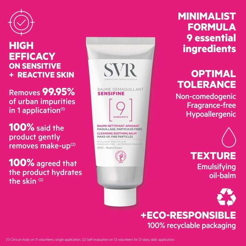 SVR - Sensifine Cleansing Balm - Sensitive Skin Care - Double Cleanser for Dry, Sensitive Skin Efficiency - Removes Makeup, Dirt & Impurities - Hypoallergenic, Dermatologically Tested - 3.5 fl.oz
