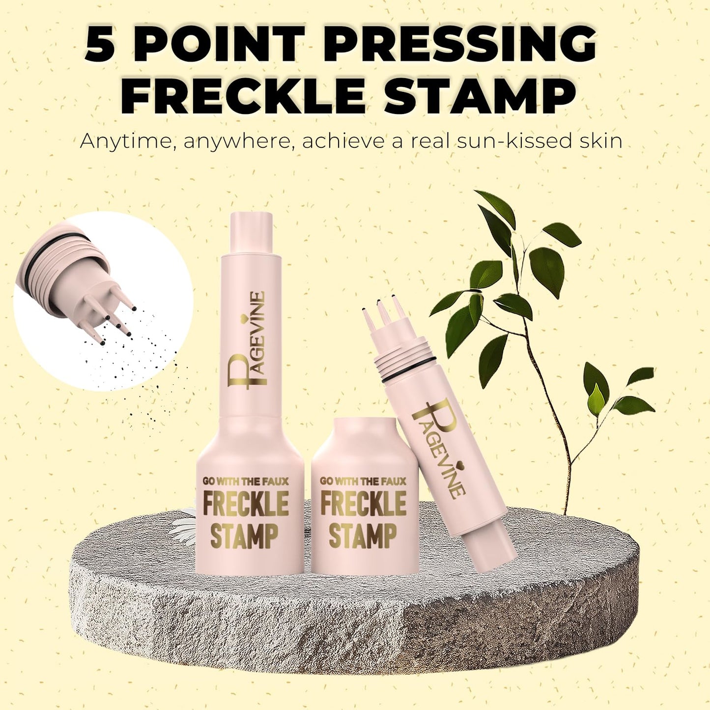 Freckle Stamp Pen,Freckle Stain Air Cushion Foundation Maker for Fake Freckles Makeup,Long-Lasting Freckle Pen to Create Faux Natural Sun-Kissed Look,Liquid Freckle Makeup Tool-02 Medium