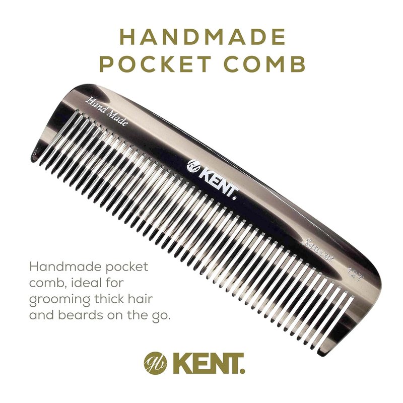 Kent 12T Wide Tooth Detangling Comb - Handmade Comb for Thick, Curly Hair | Large Tooth Grooming Tool