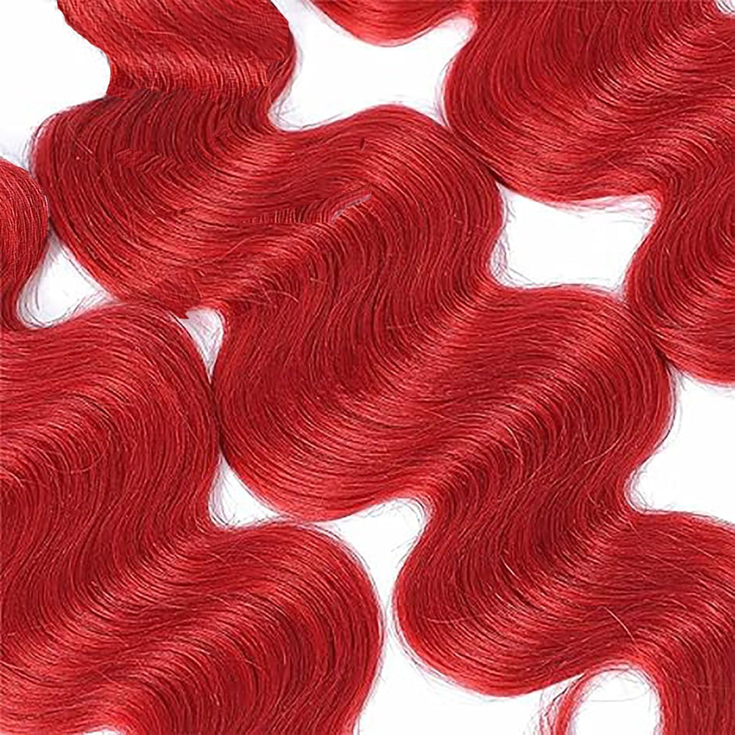 16-Inch Fire Red Human Hair Bundles - 8A Brazilian Virgin Body Wave Weave
