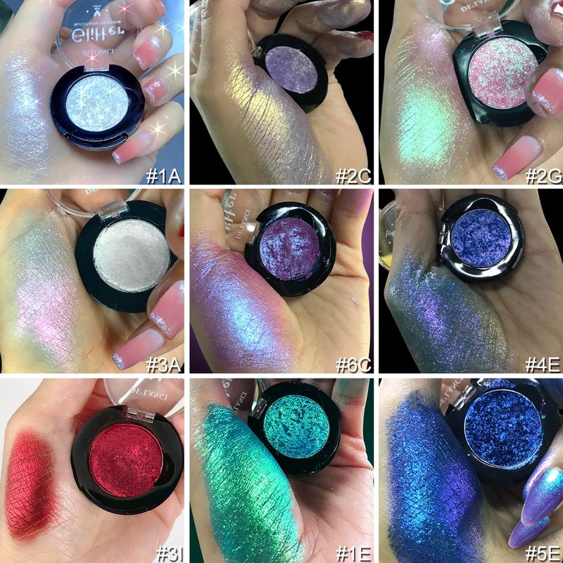 Afflano Single Red Eyeshadow Palette Shimmery, Ultra Pigmented Red Glitter Eyeshadow, Sparkly Duo Chrome Dark Red Makeup Eye Shadow Powder, Multi-Dimensional Eyes Look Goth Christmas Makeup