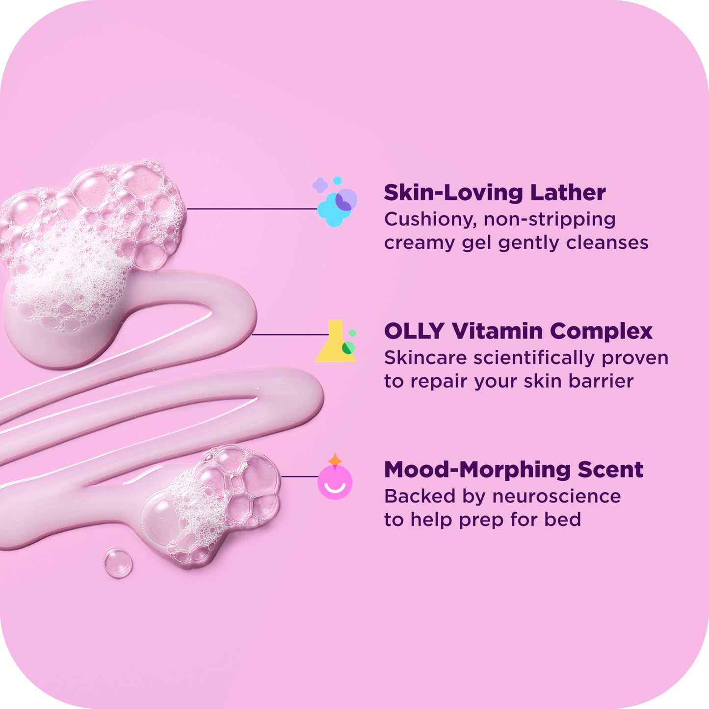 OLLY Body Wash Mixed Pack 4 Count to Restore Skin barrier & Hydrate skin 3 oz