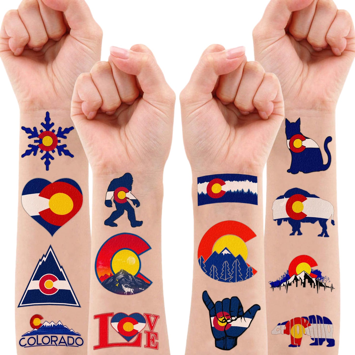 92 PCS Love Breckenridge Temporary Tattoos Stickers - Cute State Flag Themed Body Art for Kids, Waterproof Fake Tattoos for Boys Girls, Birthday Party Favors & Carnival Decorations