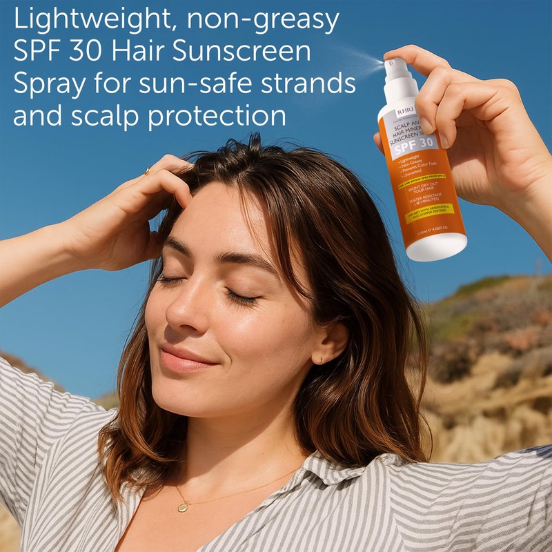 Hair Sunscreen Spray SPF 30 | Scalp Sunscreen for Hair & Scalp | Heat Protection Spray for Hair Non-Greasy UV Protection | Heat Protectant Helps Prevent Color Fade & Dryness | Beach SunBlock 4 oz