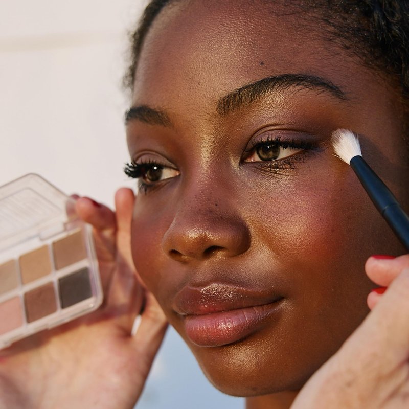BAKEUP Neutral Eyeshadow Palette — Mini Travel Size Nude Matte Palette for Women, 8 High Pigment Everyday Shades, Compact Palm-Sized, Vegan & Cruelty Free, Natural Earth Tones by Celebrity Jo Baker