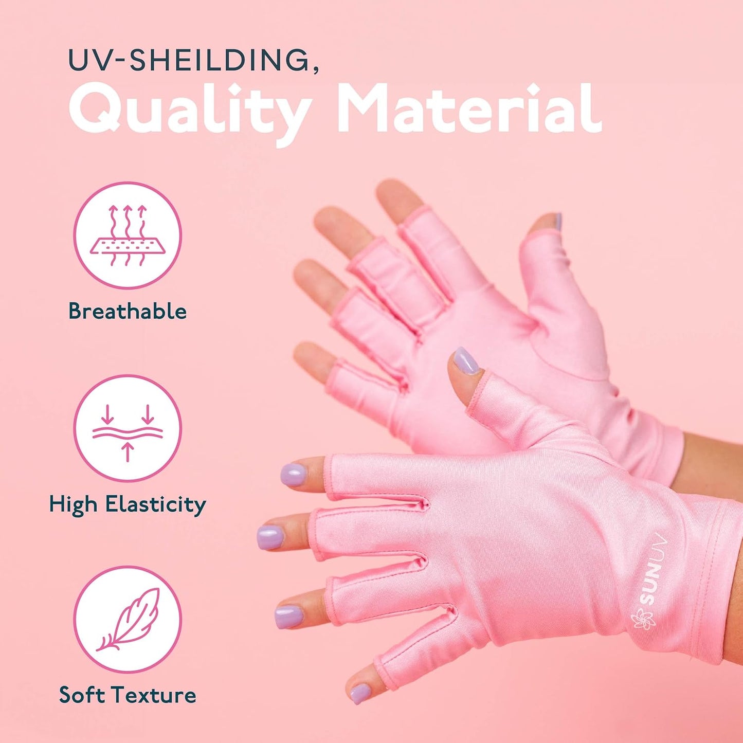SUNUV UV Light for Nails - User-Friendly Gel Nail Lamp with Pink UV Gloves | Compatible with All Gel Types
