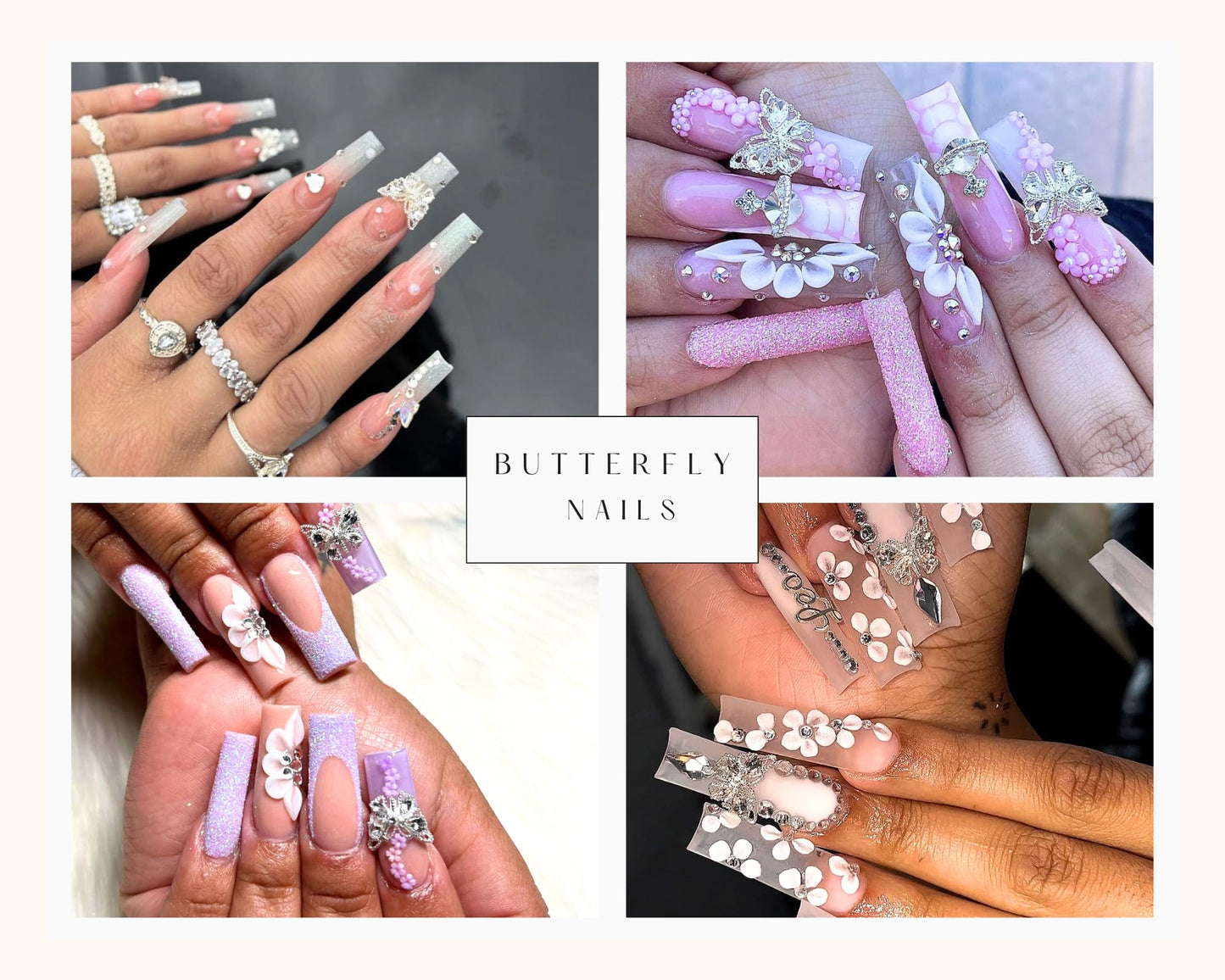 Butterfly Nail Charms, YAEISM Shiny 3D Alloy Silver Metal Butterfly Nail Gems Nail Rhinestones for 10 Pcs Nail Charms Shape Crystals Diamonds for Women Girls DIY Nail Art Crystals Jewelry Decoration