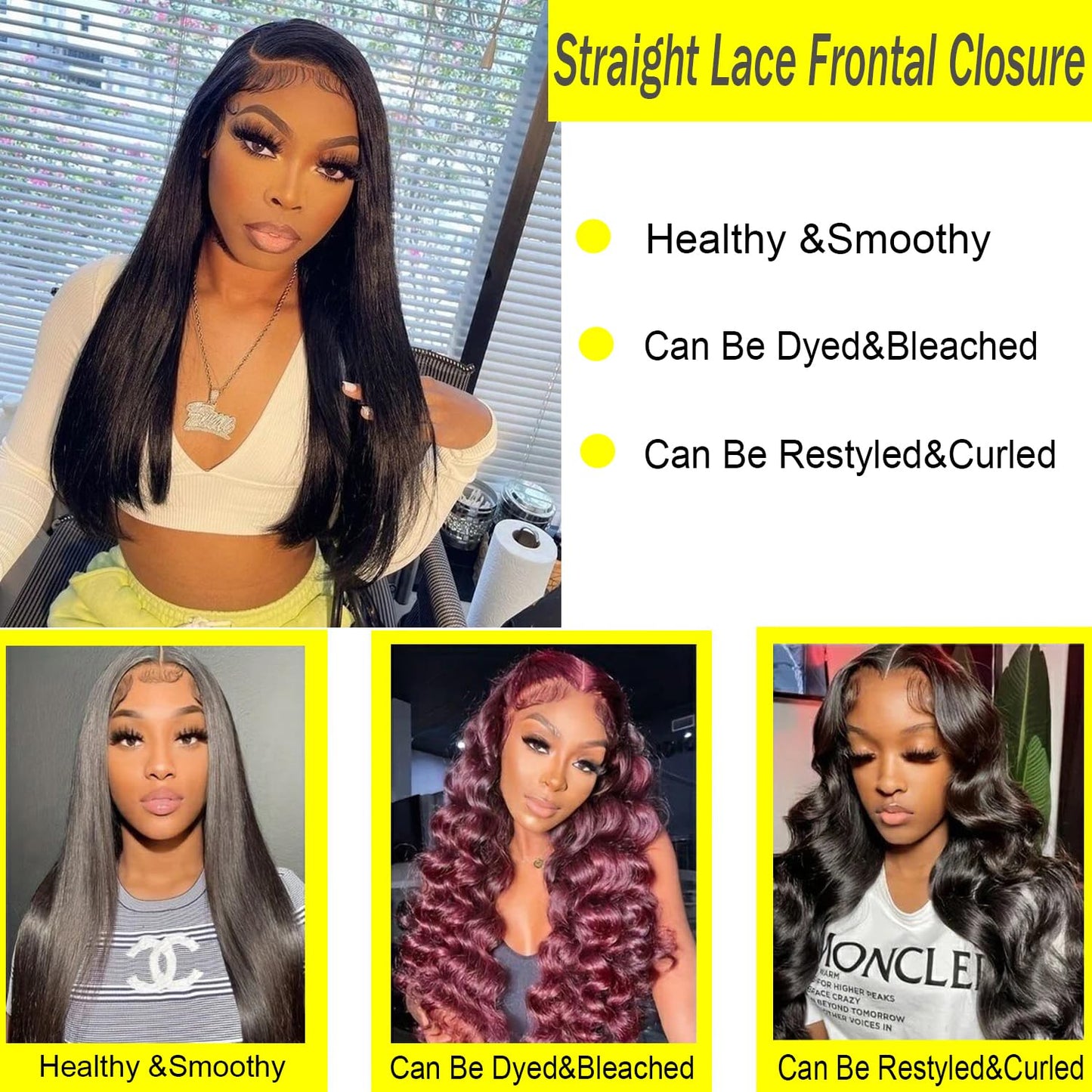 Ear To Ear Lace Frontal Closure Straight Frontal Lace Human Hair 18inch Brazilian Virgin Hair 13X4 Lace Frontal Closures Pre Plucked With Baby Hair for Black Women