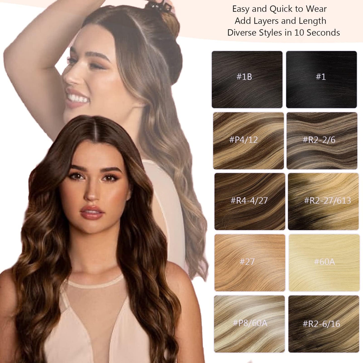 Loxxy Wire Hair Extensions Real Human Hair Silky Human Hair Extensions 18 Inch 95G Invisible Removable Fishing Line Clip in Extensions Human Hair Ombre Color Darkest Brown Fading to Chestnut Brown