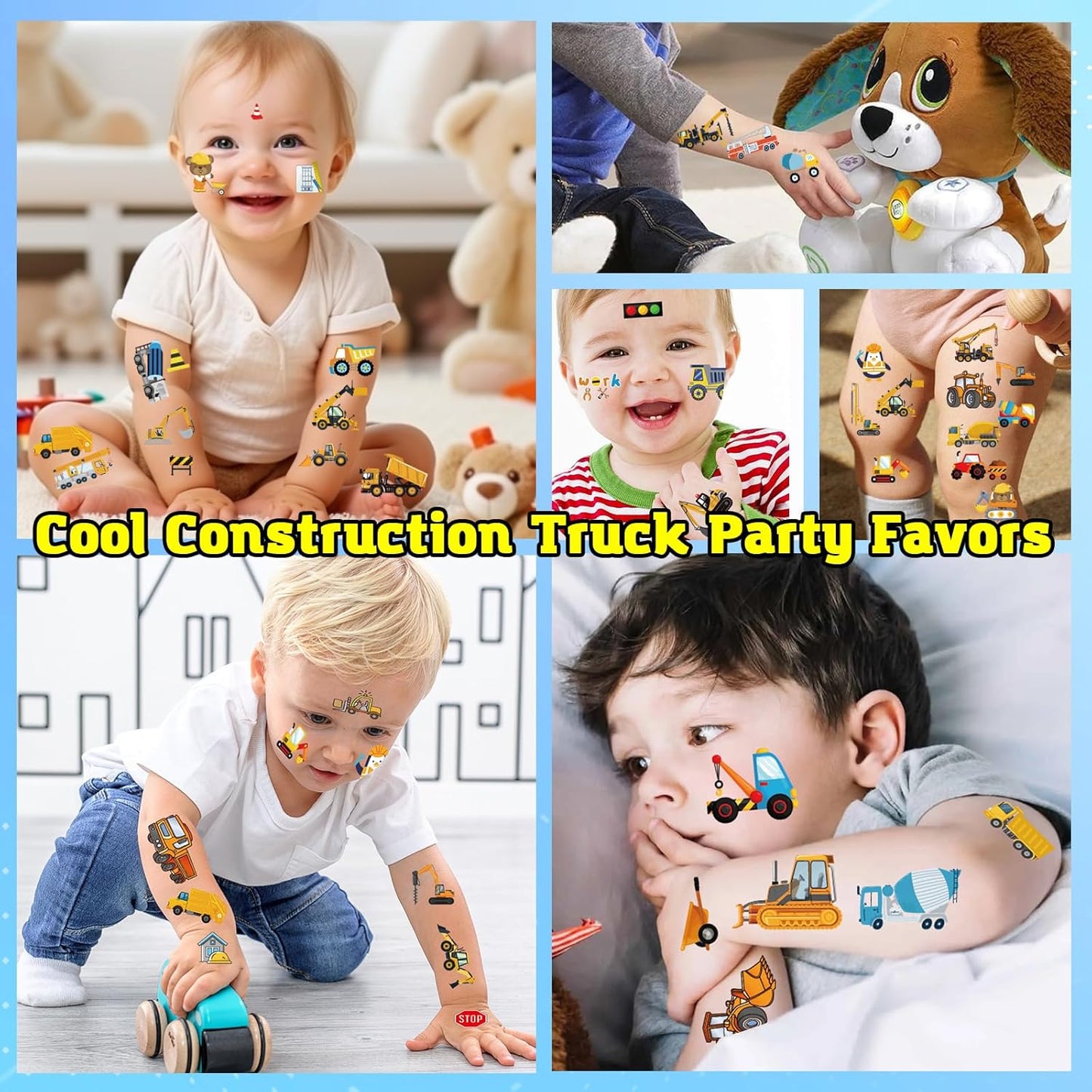 Monster Trucks Temporary Tattoo for Kids, 10 Sheets Monster Truck Fake Tattoos for Boys Party Favors, Goodie Bags Stuffers, Brithday Supplies Decorations