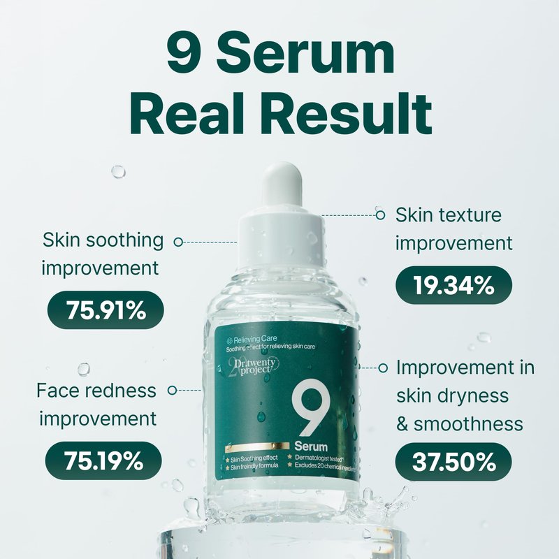 Dr.twentyproject 9 Serum for Calming, Hydrating, and Barrier-Strengthening with Mugwort Extract for Sensitive Skin - Redness-Reducing, Glowing, Deep Moisturizing - Korean Skin Care (50ml / 1.69 fl oz)