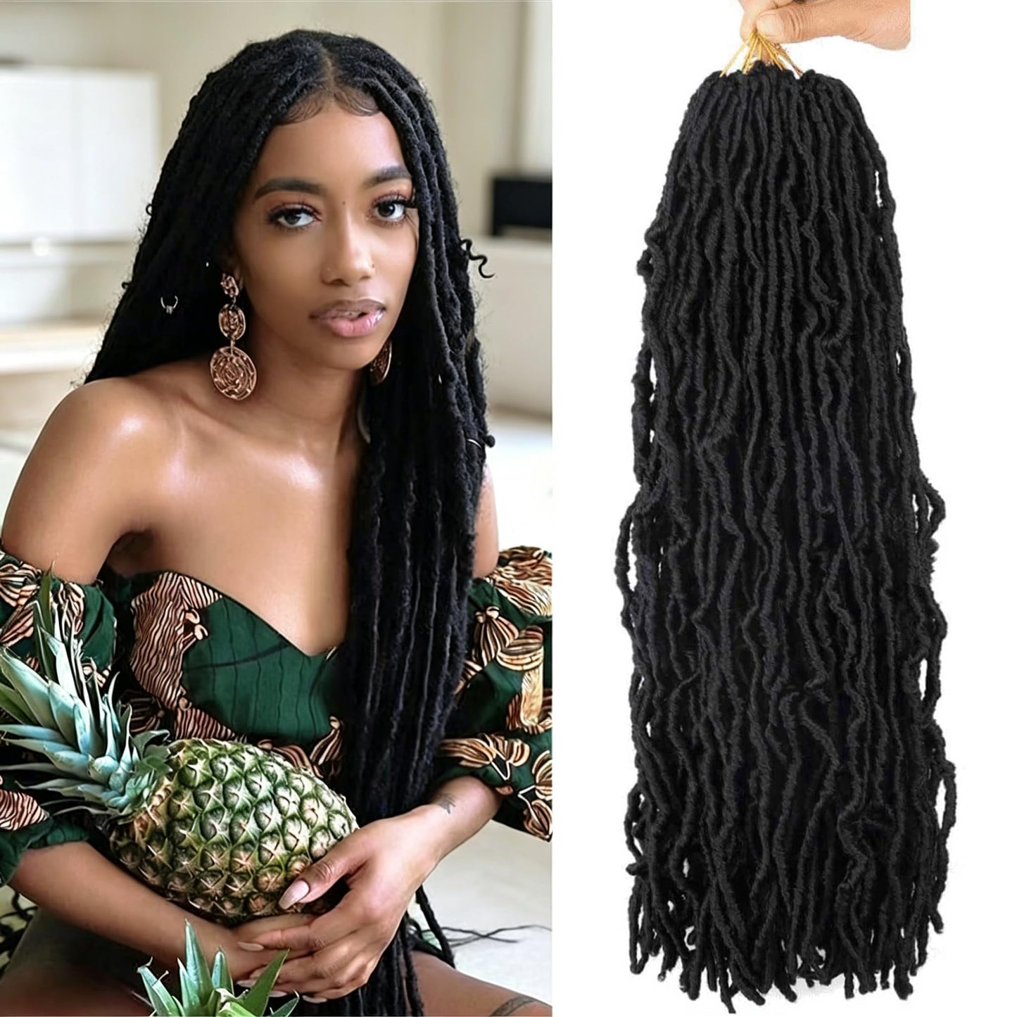 8 Packs Soft Locs Crochet Hair Pre Looped 24 Inch Faux Locs Crochet Braids for Butterfly Locs Synthetic Hair For Black Women (1B, 24 Inch (Pack of 8))