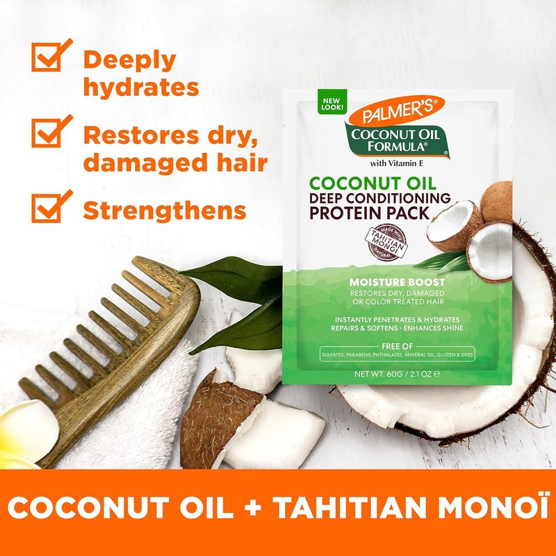 Palmer's Coconut Oil Hair Treatment - Moisture Boost Protein Pack for Dry, Damaged Hair | 2.1 Oz (12 Pack)