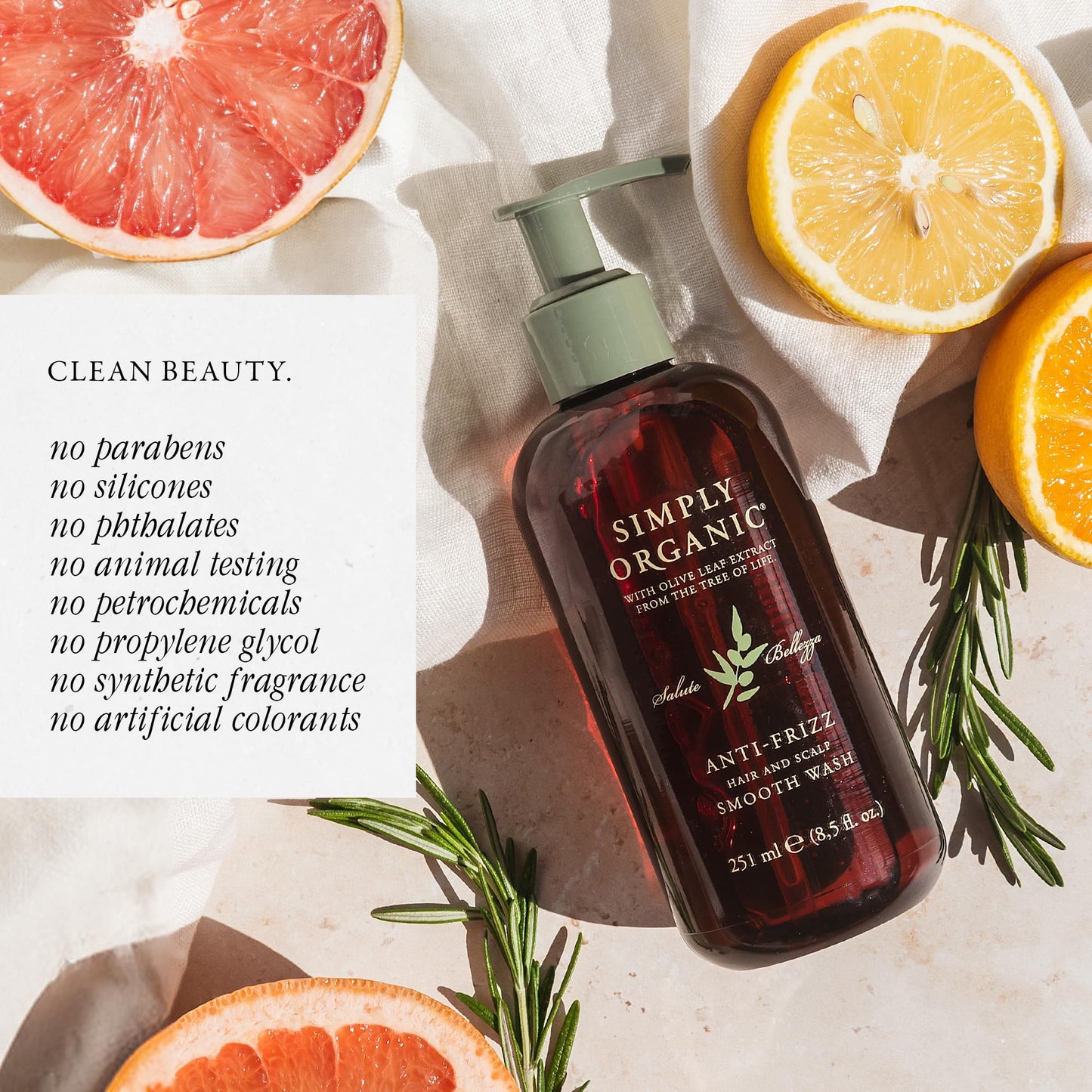 Hair & Scalp Wash Shampoo Made in Italy, All Natural Cruelty Free Hair Care for Women & Men with Organic Sage, Lime, Wildflowers & Olive Leaf Extract, 251ml/8.5floz, EVERYDAY