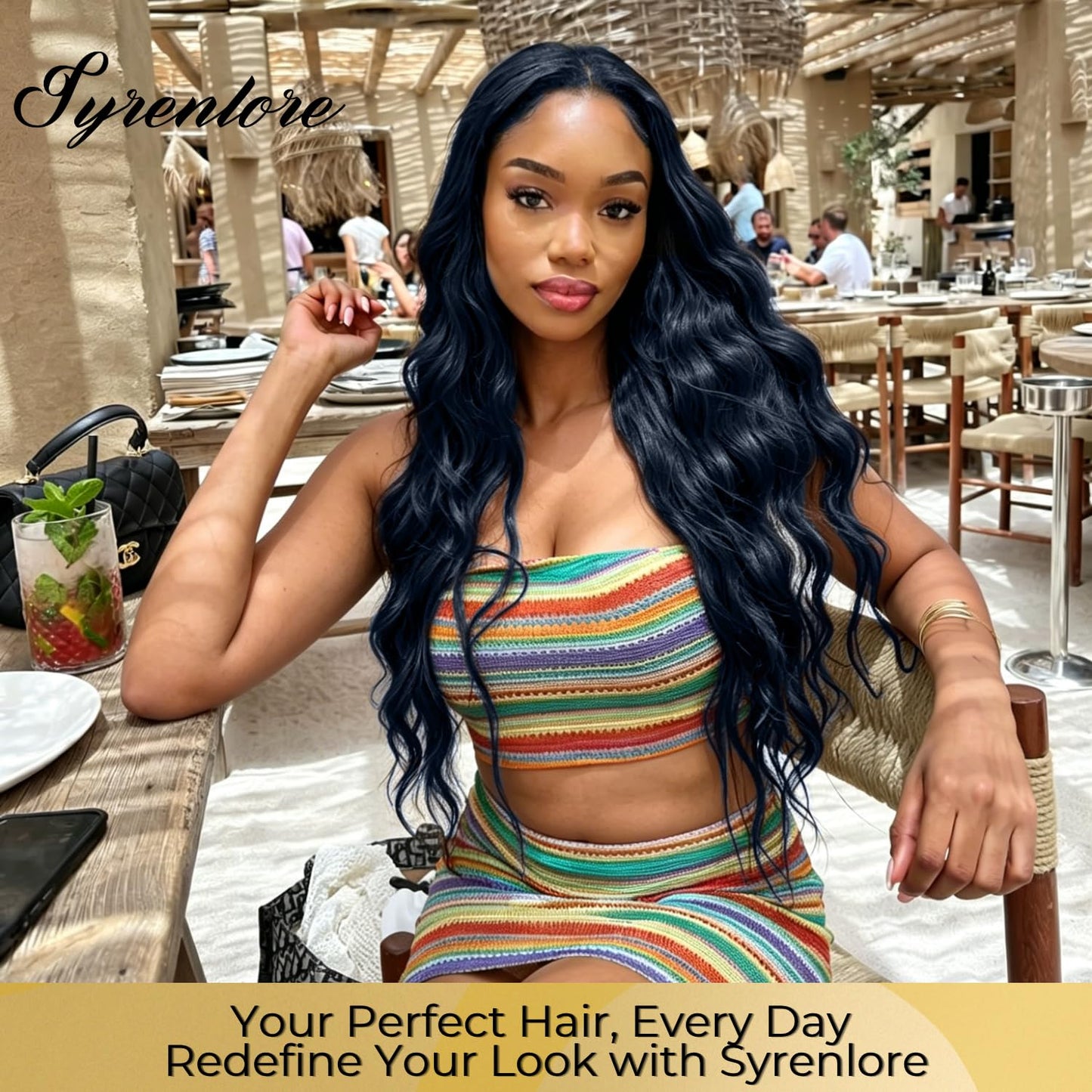 Syrenlore Dark Blue Human Hair Bundles, 12A 100% Brazilian Virgin Hair Body Wave Bule Colored Quick Weave Sew In Single Bundle 13 Inch
